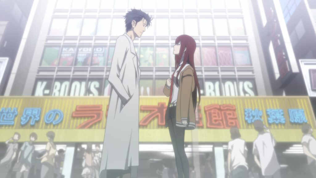 Final emotional scene from Steins;Gate anime’s climax.