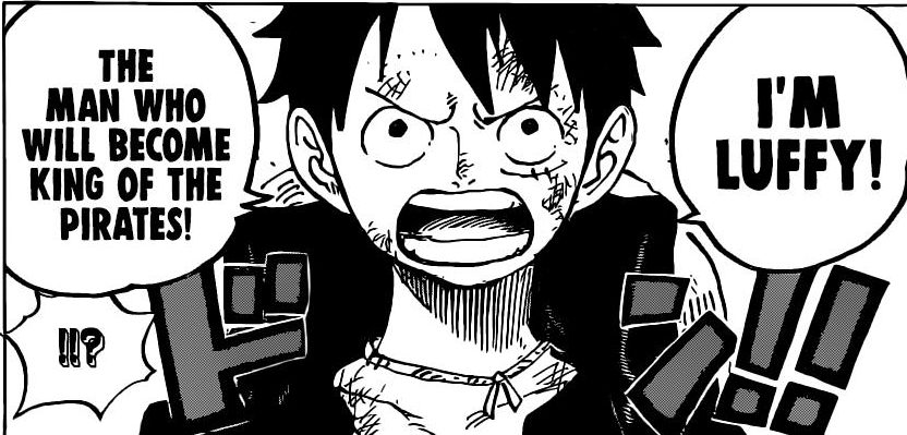 Aniem Quotes Luffy shouting "I will become the Pirate King!" from One Piece.