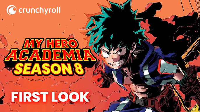 Deku unleashes his power in a dramatic fight scene from My Hero Academia Season 8.